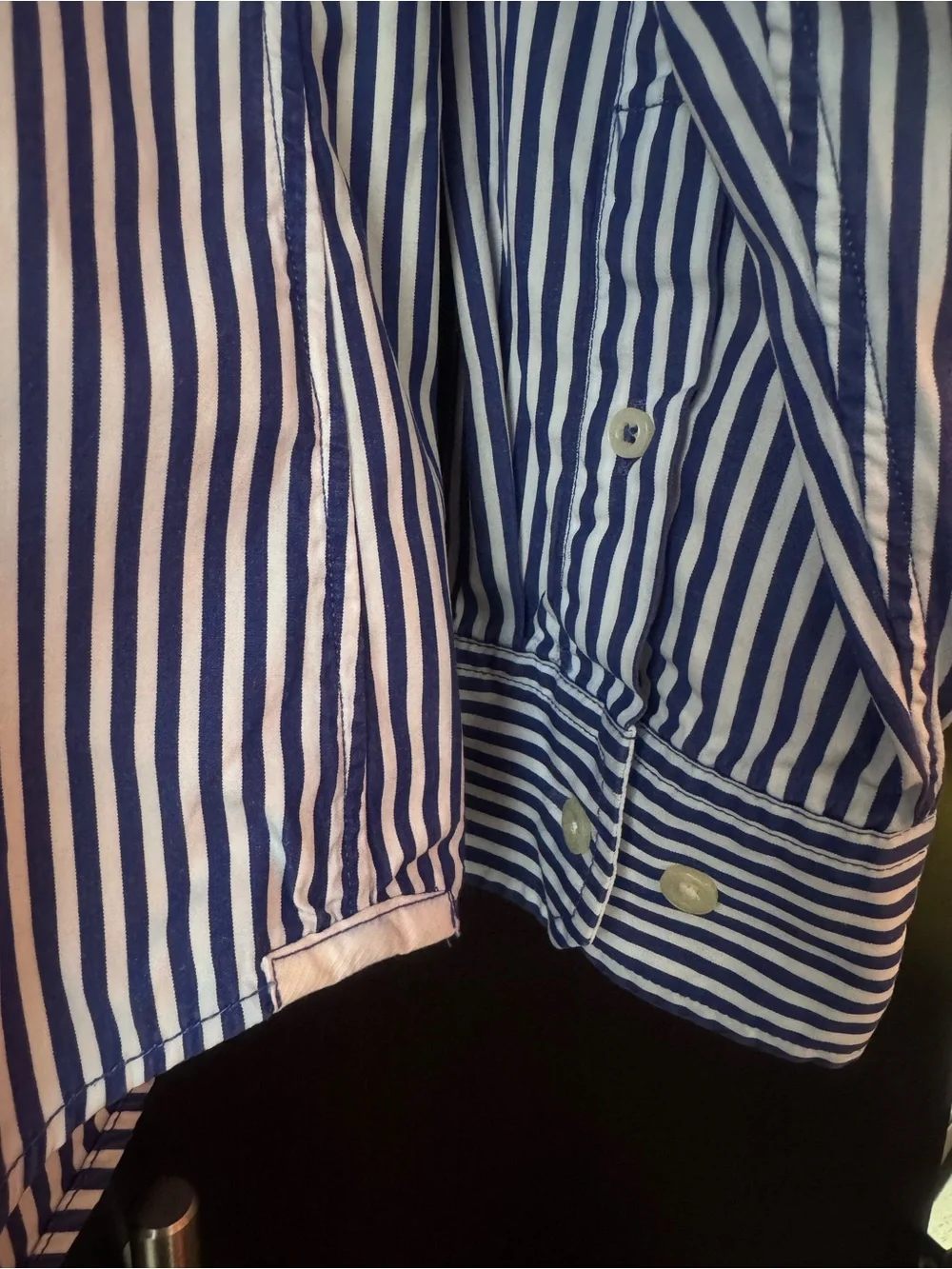 Banana Republic Blue White Striped Cotton Dress Shirt L 16-16.5